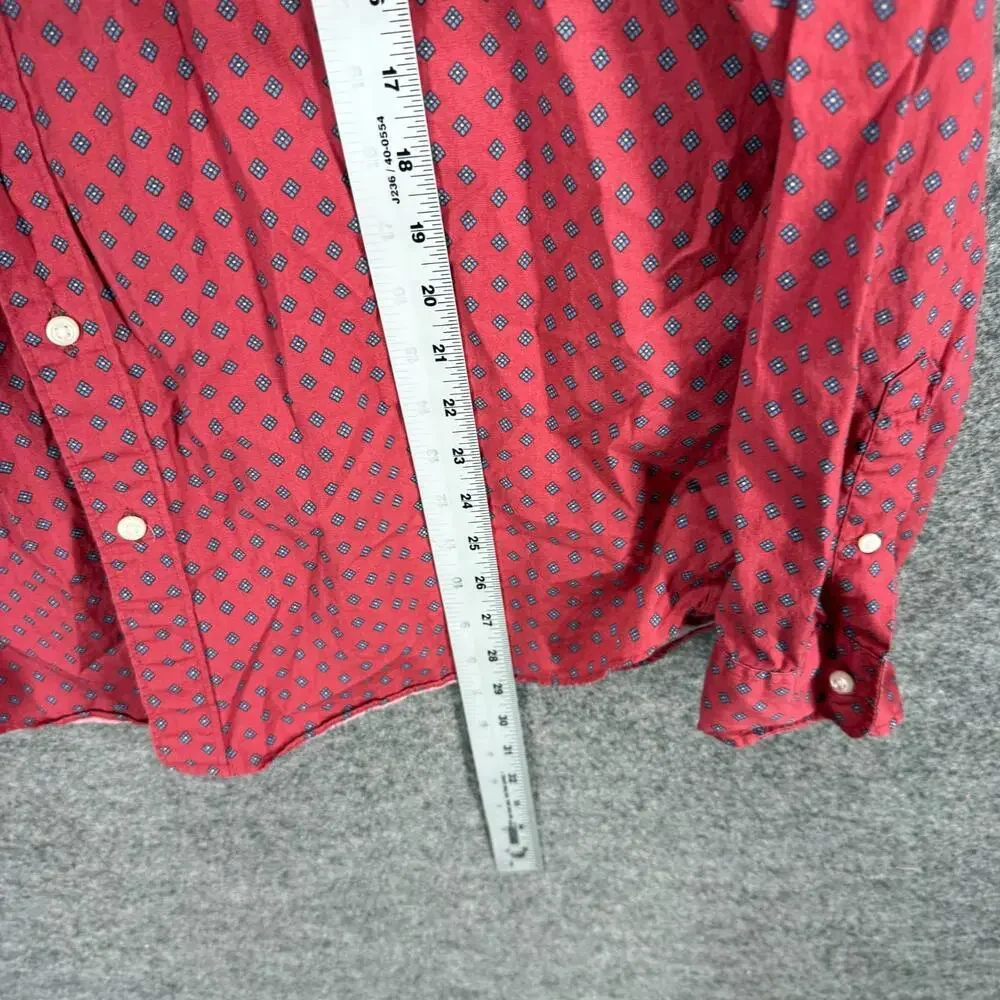 J. Crew Shirt Men XL Pink Geometric Button Up Collared Long Sleeve Slim Pockets